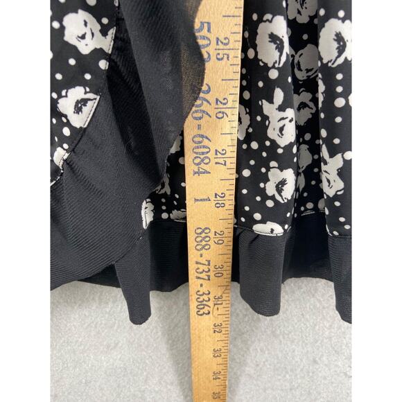 Cacique Gown Lingerie Women’s Sz 26/28 Plus Black White Floral Bow Faux Wrap - Picture 4 of 12